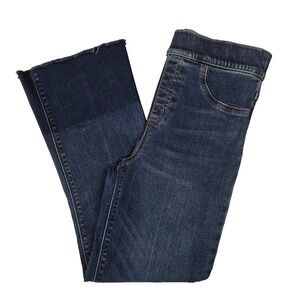 Spanx‎ Women's Small Pull on Cropped Flare Denim Jeans Raw Hem High Rise 20231R